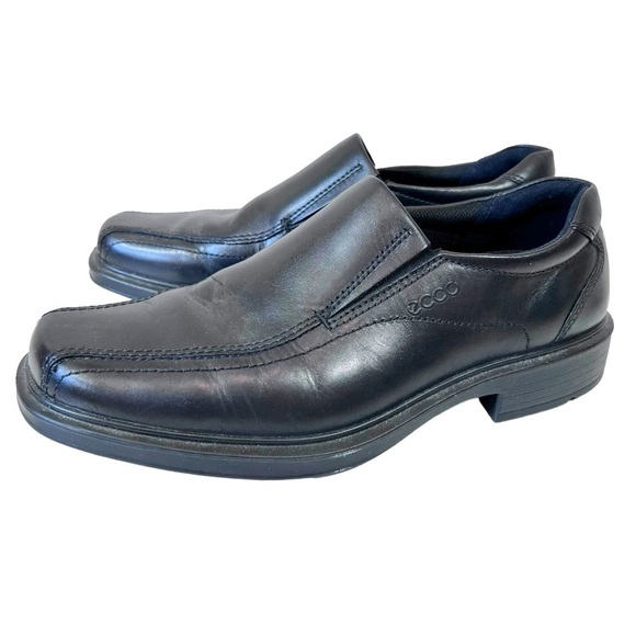 Ecco Helsinki Black Leather Slip-On Comfort Casual Dress Shoe